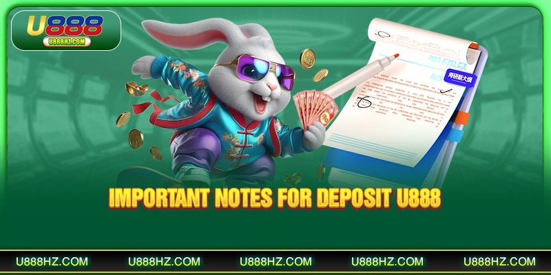 Important notes for deposit U888