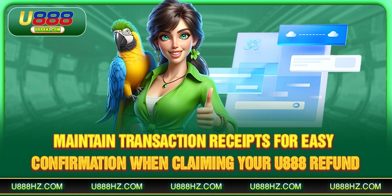 Maintain transaction receipts for easy confirmation when claiming your U888 refund